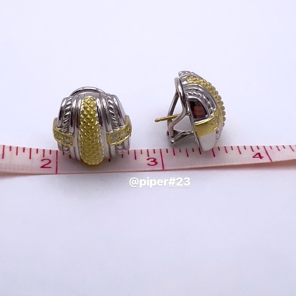 EUC Judith Ripka Vintage JR TWO Couture Diamond Button Earrings - Picture 8 of 13